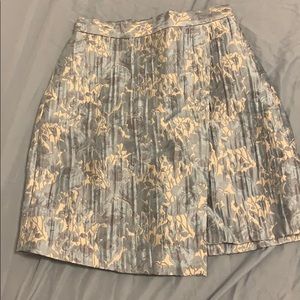 H&M blue satin floral skirt
